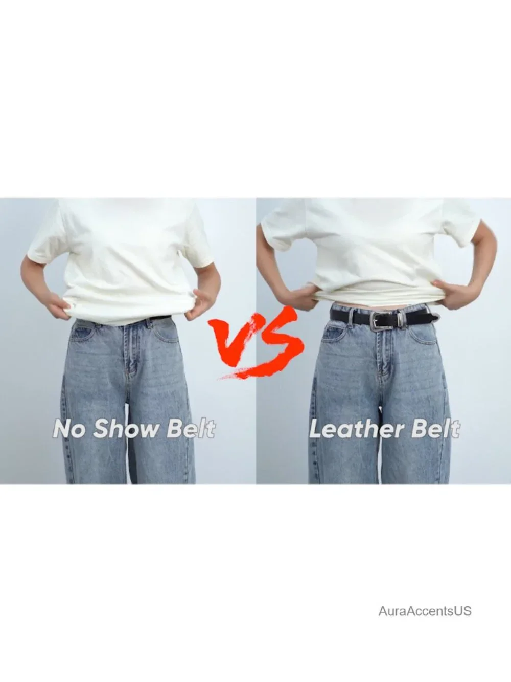 No Show Stretch Belt Invisible Elastic Waist Belt with Flat Buckle